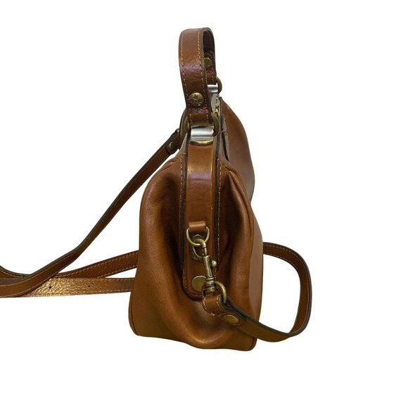 Patricia Nash Brown Leather Crossbody Bag With Adjustable Strap & Brass Hardware - Picture 5 of 7
